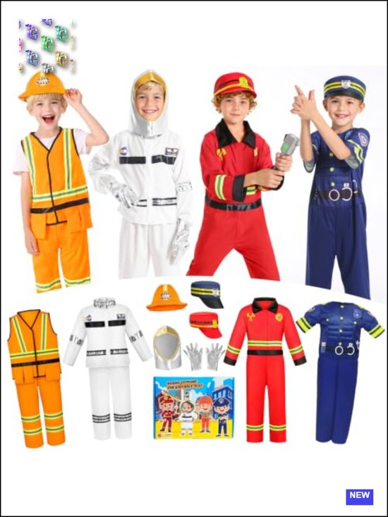 Other - Kids Pretend Role Play Costume Set - Police, Firefighter, Astronaut, Engineer
